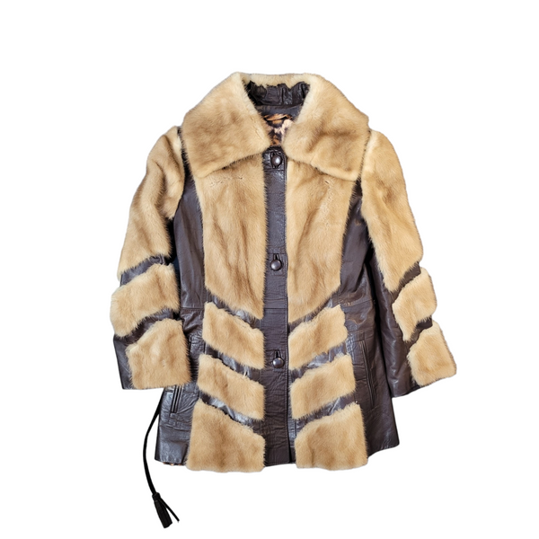 Patchwork chevron 2025 fur coat