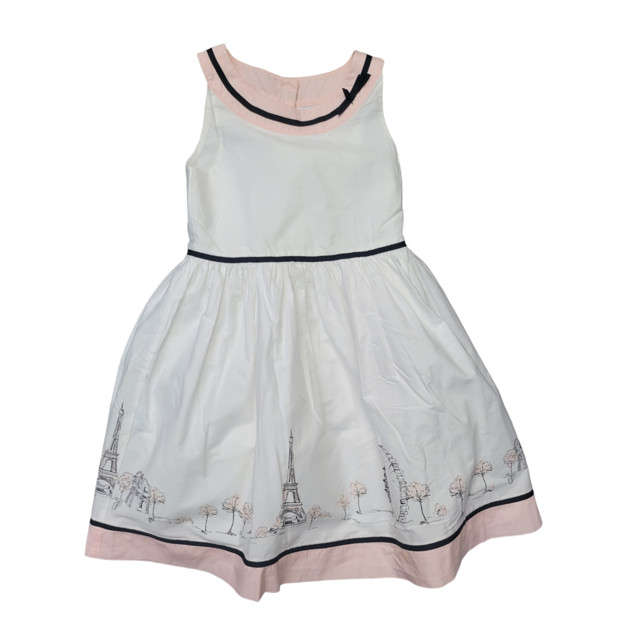 Janie & Jack (4 Years) White Cotton Girls Dress with Paris Scenes – FADVault Janie & Jack (4 Years) White Cotton Girls Dress with Paris Scenes – FADVault