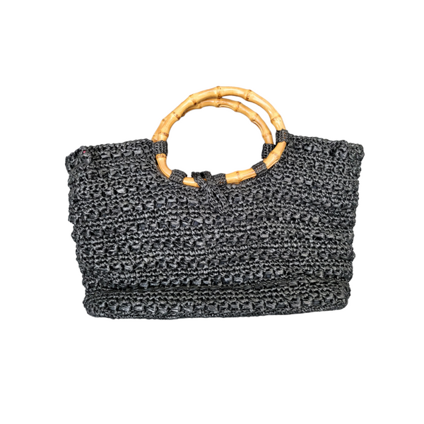 Trina Turk LA Medium Black Recycled Plastic Bag - Perfect for the Beach or Shopping