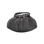 Miu Miu Small Black Leather Pleated Clutch Bag