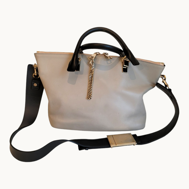 Celine Medium Navy/Grey Leather Handbag - Timeless Elegance