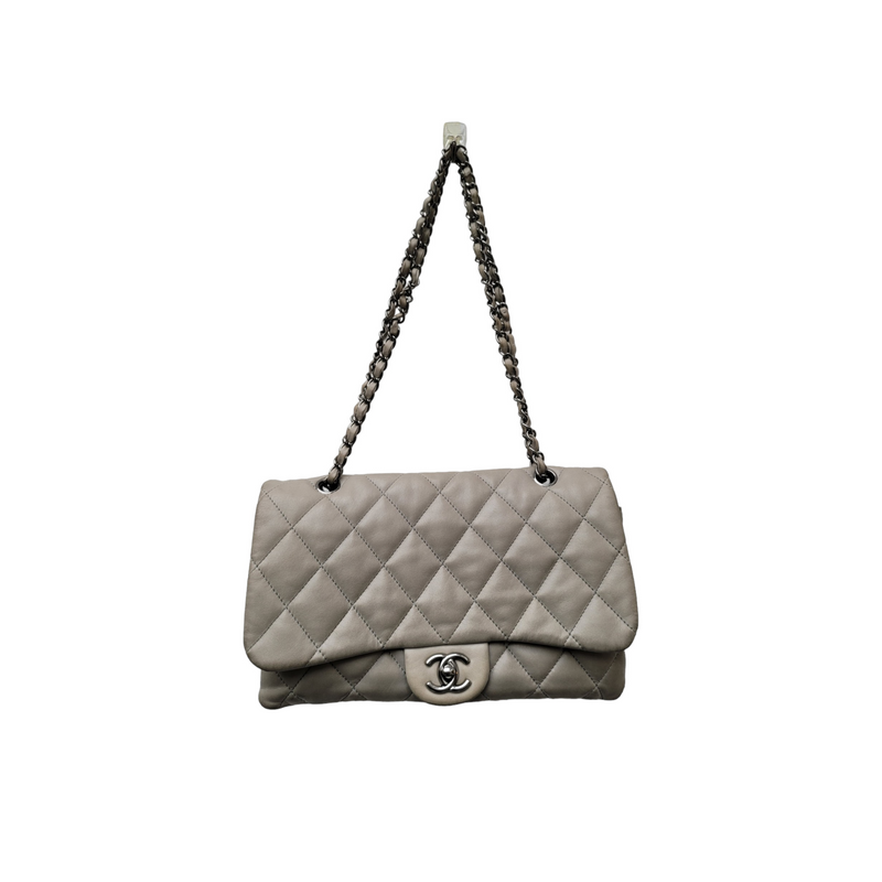 Rare Chanel Medium Grey Super Soft  Nappa Leather Handbag