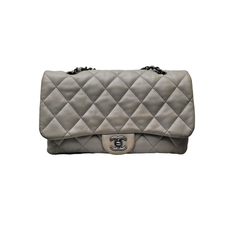 Rare Chanel Medium Grey Super Soft  Nappa Leather Handbag