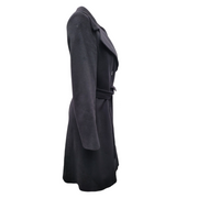 Koan Black Double Breasted Belted Wool Coat (Size 40)