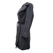 Koan Black Double Breasted Belted Wool Coat (Size 40)