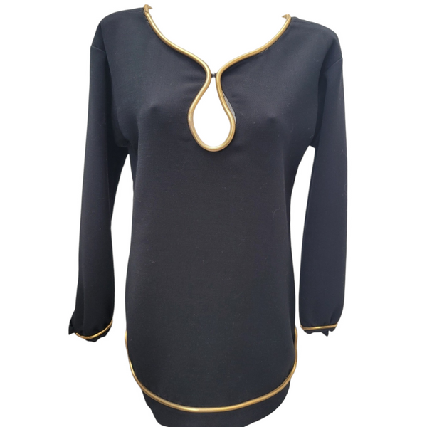 Yves Saint Laurent YSL Black Wool Tunic Dress Size 38