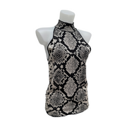 Zara Knit Black Silver Snake Weave Halter Neck Top (L Fits S-L)