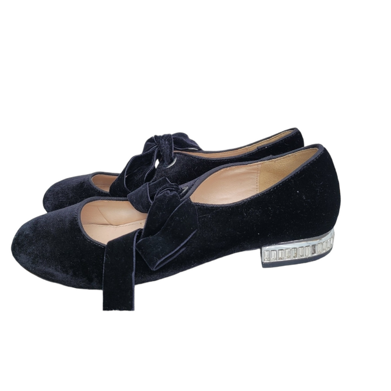 Kurt Geiger Black Velvet Girls Ballet Pumps - Size 2.5