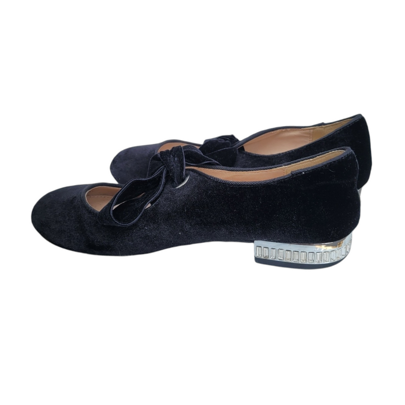 Kurt Geiger Black Velvet Girls Ballet Pumps - Size 2.5