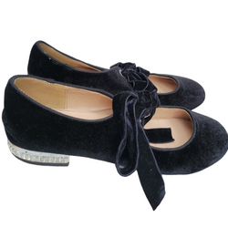 Kurt Geiger Black Velvet Girls Ballet Pumps - Size 2.5