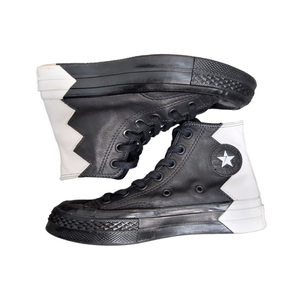 Limited Edition Converse Black and White Leather High Tops UK3 EU35