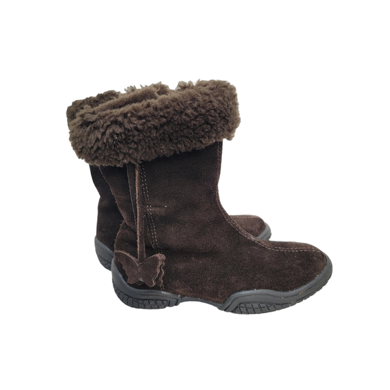 Papouelli London Brown Suede Girls Winter Boots Size 24