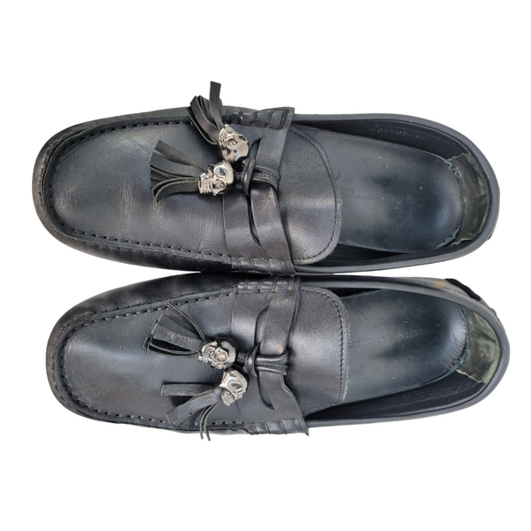 Alexander McQueen Lee McQueen Era Black Leather Driving Loafers Shoes Size 39