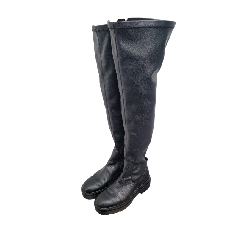 Kurt Geiger Carvela Black Leather Over Knee Boots Size 38