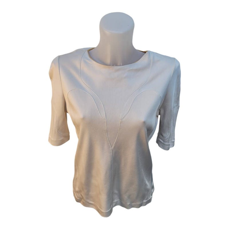 Balenciaga Ivory Viscose Front Seamed Top Size 40