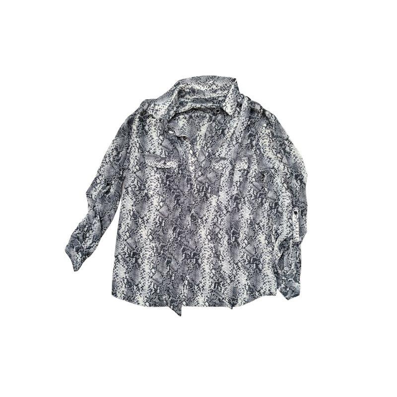 Zara Jersey Crepe Snake Print Shirt in Grey, Size Small, Very Good Condition