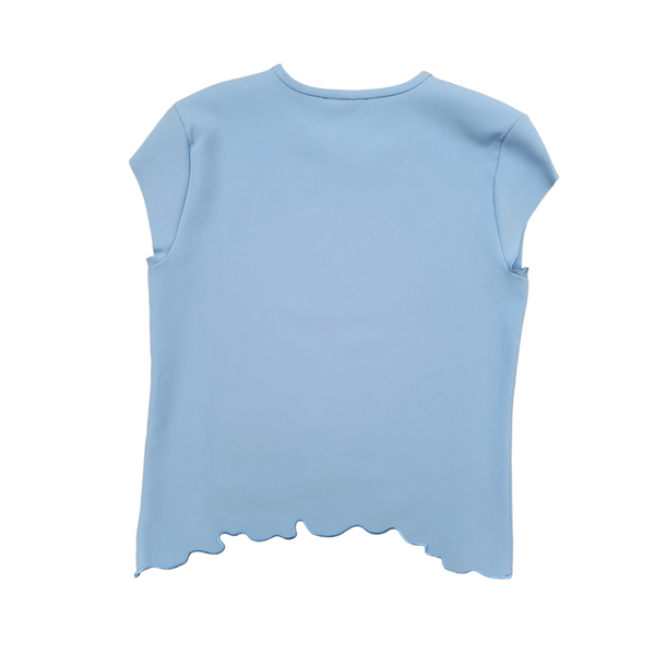 Zara Woman,'s Blue Top with Embroidered Cut Out Hem,  Medium