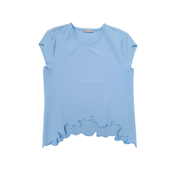 Zara Woman,'s Blue Top with Embroidered Cut Out Hem,  Medium