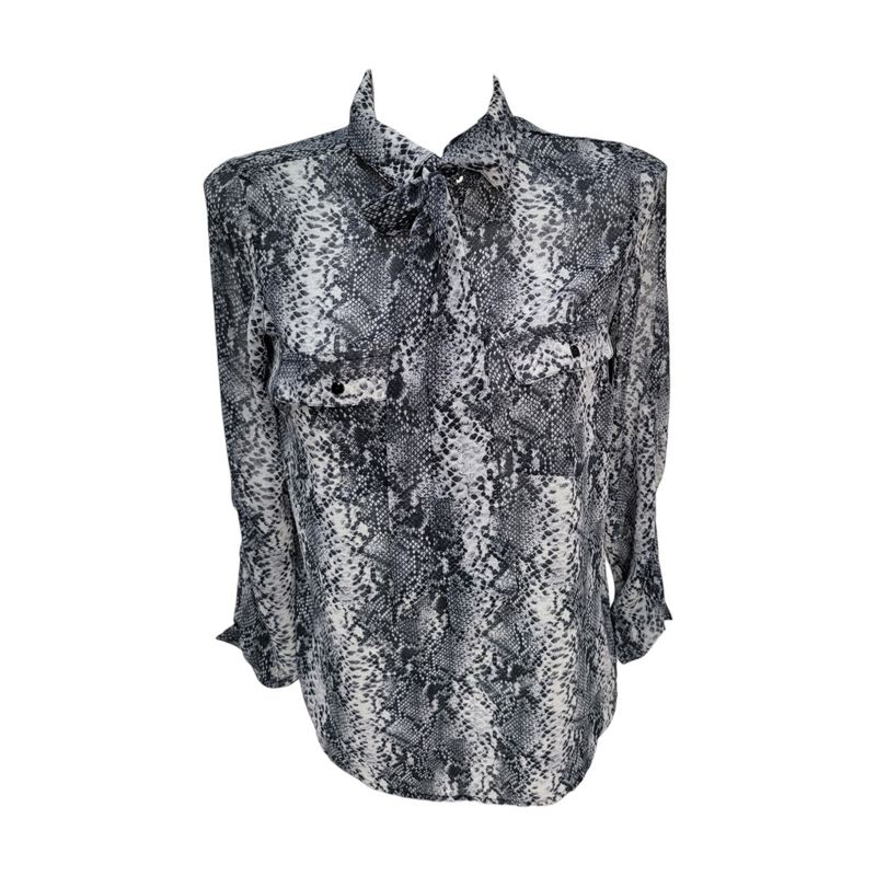 Zara Jersey Crepe Snake Print Shirt in Grey, Size Small, Very Good Condition