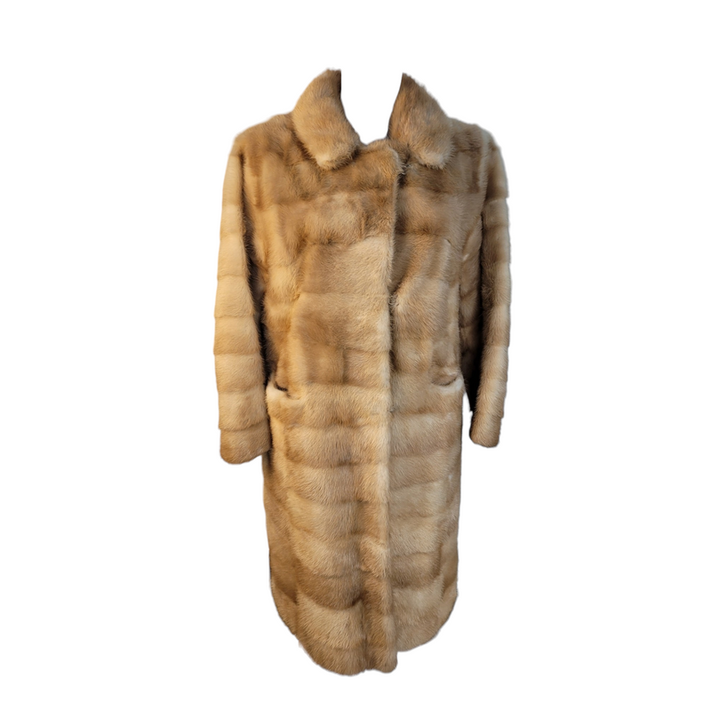 Bespoke Blonde Real Mink Fur Coat with Modern Design, Size S/M (Copy)