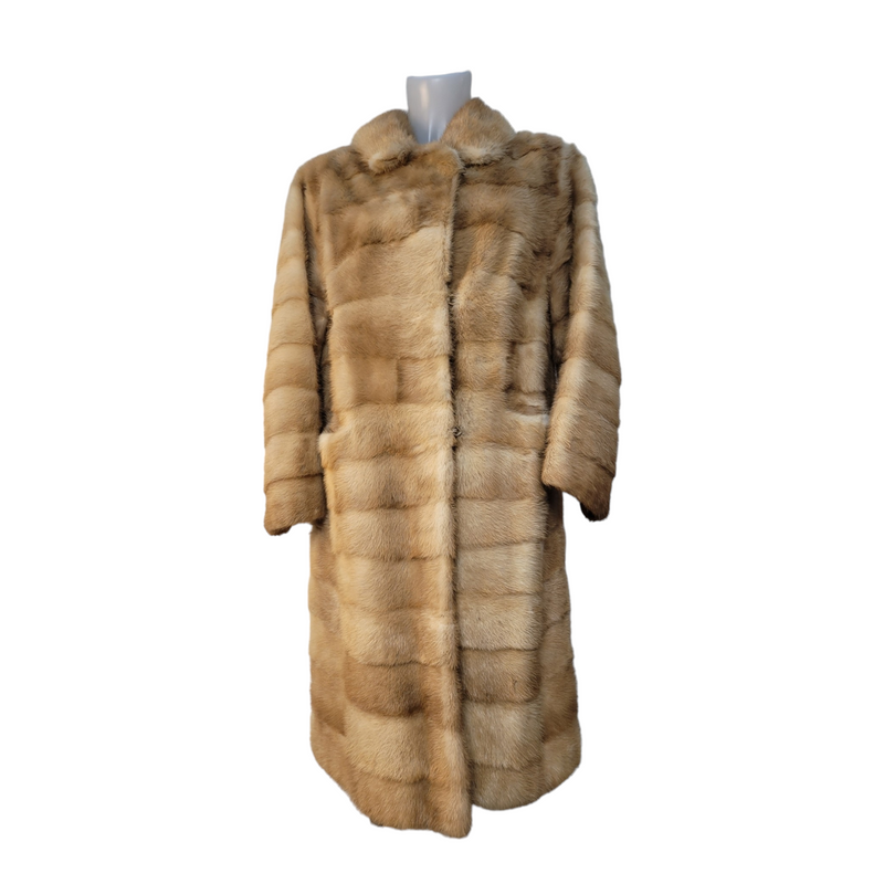 Bespoke Blonde Real Mink Fur Coat with Modern Design, Size S/M (Copy)