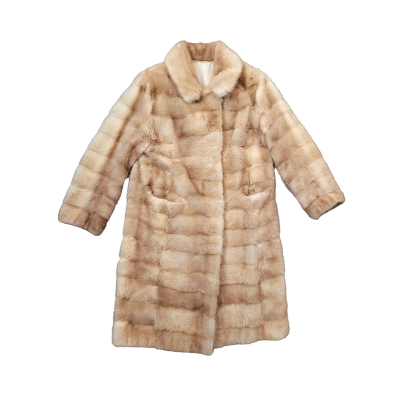 Bespoke Blonde Real Mink Fur Coat with Modern Design, Size S/M (Copy)