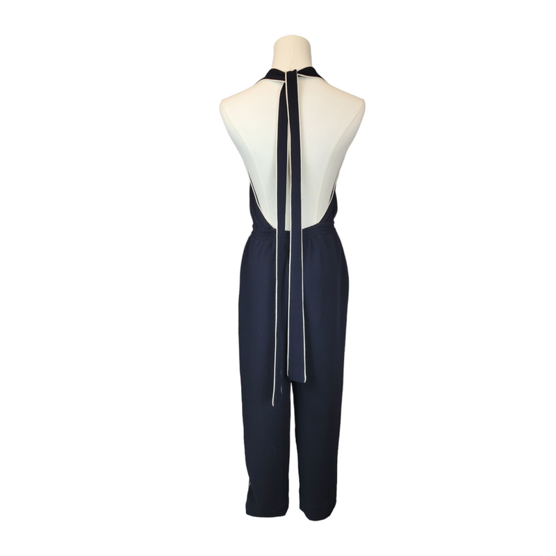 H M Woman s 36 Navy Jersey Elegant Backless Jumpsuit FADVault