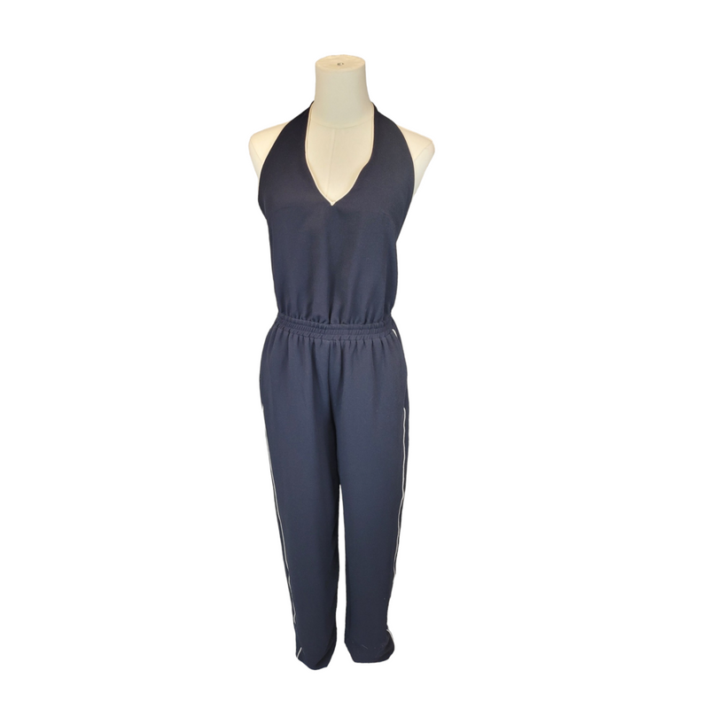 H&M Woman's 36 Navy Jersey Elegant Backless Jumpsuit