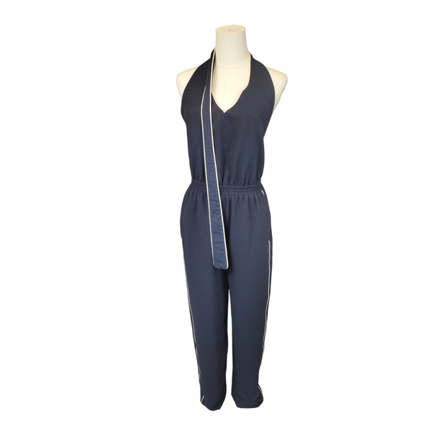 H&M Woman's 36 Navy Jersey Elegant Backless Jumpsuit