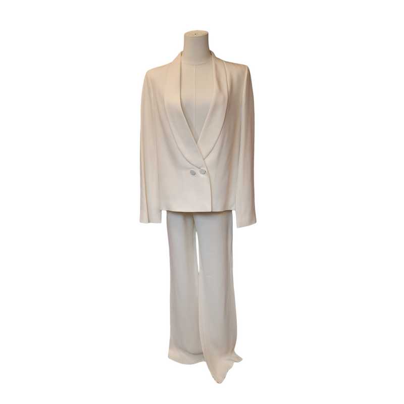 Chloe Woman's (34/36) Cream Ivory Milk Silk Blazer Trousers 2 Piece Suit - Never Worn