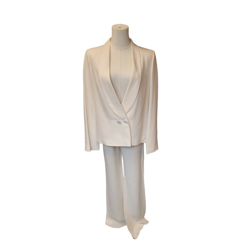 Chloe Woman's (34/36) Cream Ivory Milk Silk Blazer Trousers 2 Piece Suit - Never Worn