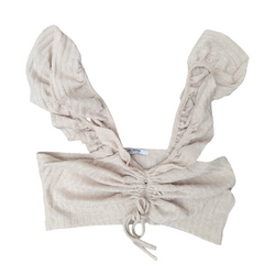 Zara Medium Natural Cotton Crop Top Frilly Straps