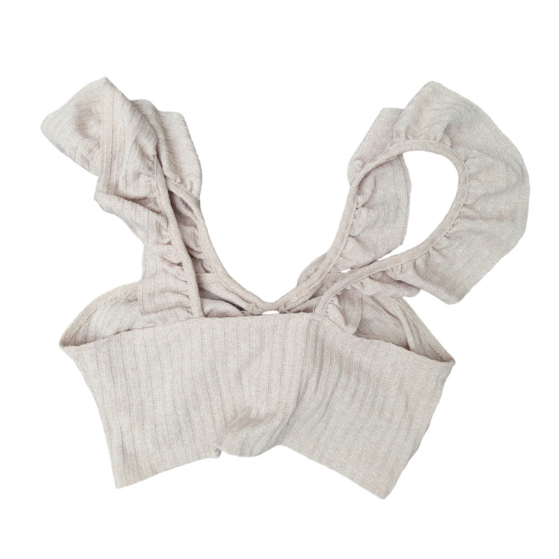 Zara Medium Natural Cotton Crop Top Frilly Straps