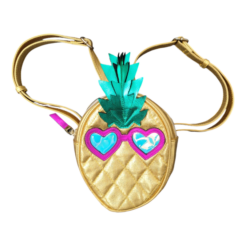 Miss KG Kurt Geiger Girls Mini Pineapple Backpack Gold Metallic