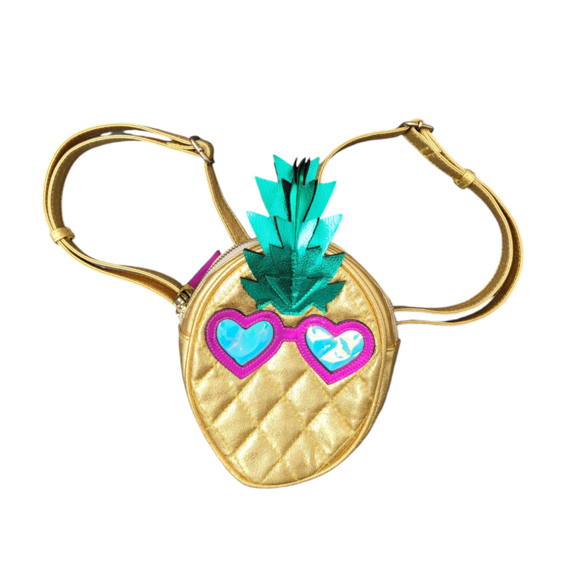 Miss KG Kurt Geiger Girls Mini Pineapple Backpack Gold Metallic