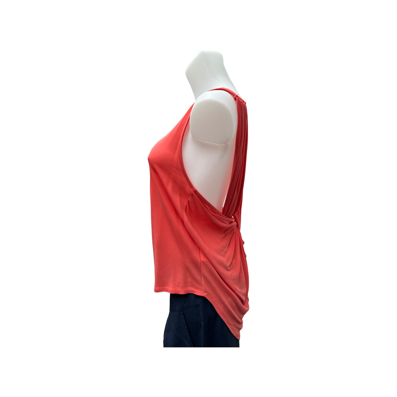 Peach Jersey Top Open Draped Twisted Back S/M