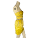 Stunning Genesis Yellow Satin Dress with Grey Velvet Detailing UK8