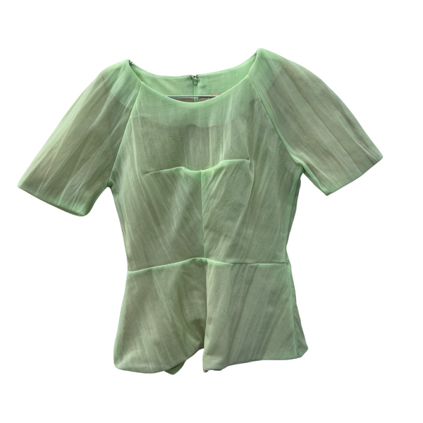 Fluorescent Green Organza Over Nude Lining tailored Top