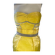Stunning Genesis Yellow Satin Dress with Grey Velvet Detailing UK8