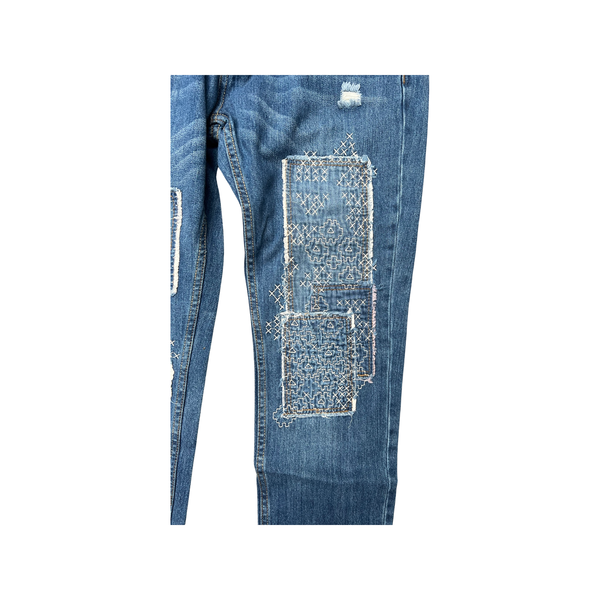 Zara Woman's Premium Blue Distressed Denim Jeans Size 36