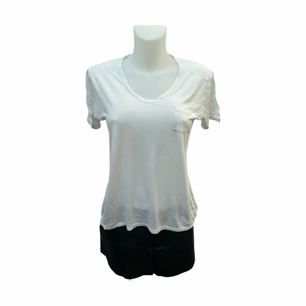 Alexander Wang White Cotton V-Neck T-Shirt Small