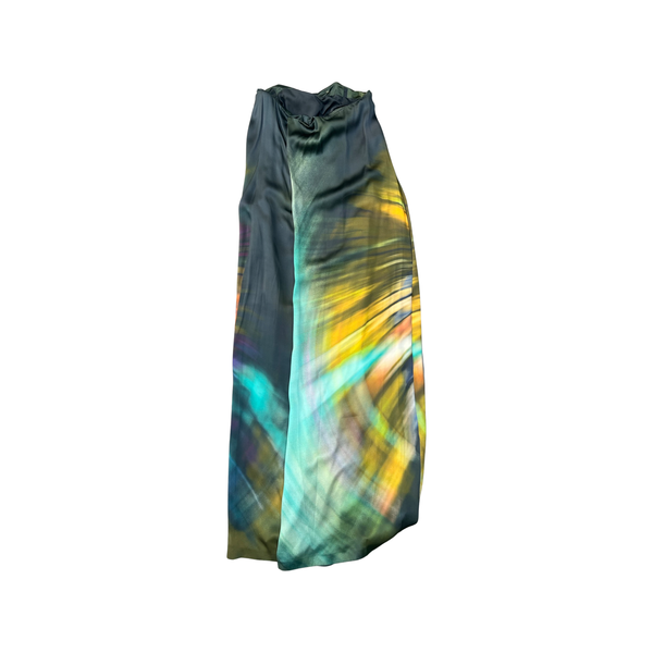 Make a Statement in this Strapless Abstract Print Corseted Dress Crafted from Pure Silk Full-Length UK8 Style