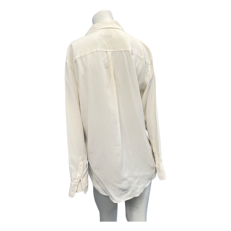 Equipment Over Sized White Silk Shirt Lace Up Front XS