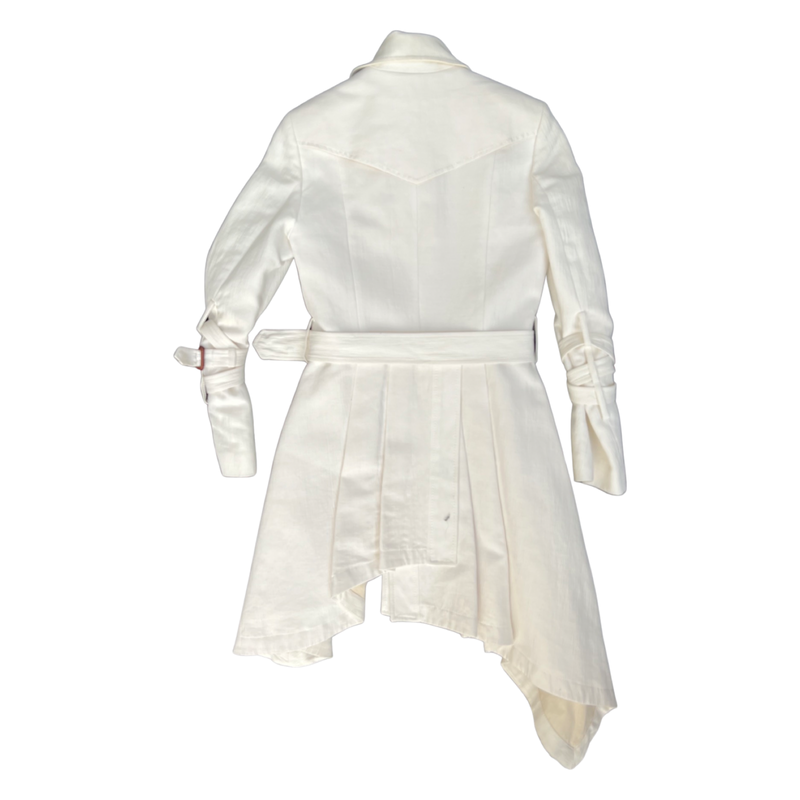 “Embody Sophistication With All Saints White Cotton Abstract Bias Cut Hem Fitted Dress UK10 For Perfect Silhoutte