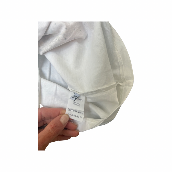 Balmain Racerback Vest White Cotton Motif Printed 36