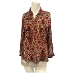 Stylish Zara Red Paisley Silky Shirt Loose and Lightweight Fit - Size S