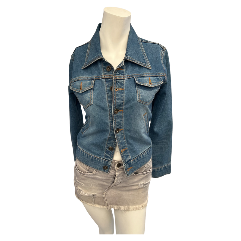 Slimming and Stylish Fitted Denim Jacket by DWM  Small Size