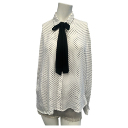 Zara White Polka Dot Shirt with Black Tie - Stylish and Flattering, Size  S/M/L