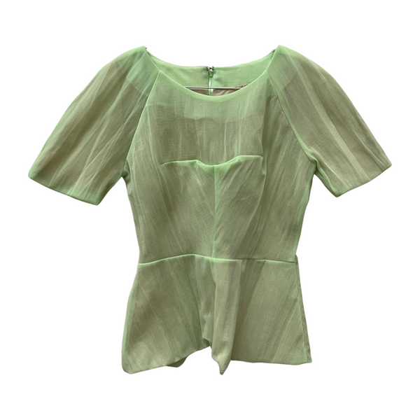 Fluorescent Green Organza Over Nude Lining tailored Top