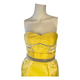 Stunning Genesis Yellow Satin Dress with Grey Velvet Detailing UK8